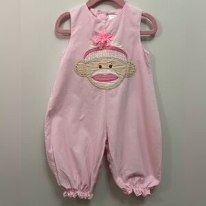 Pink Sock Monkey Romper